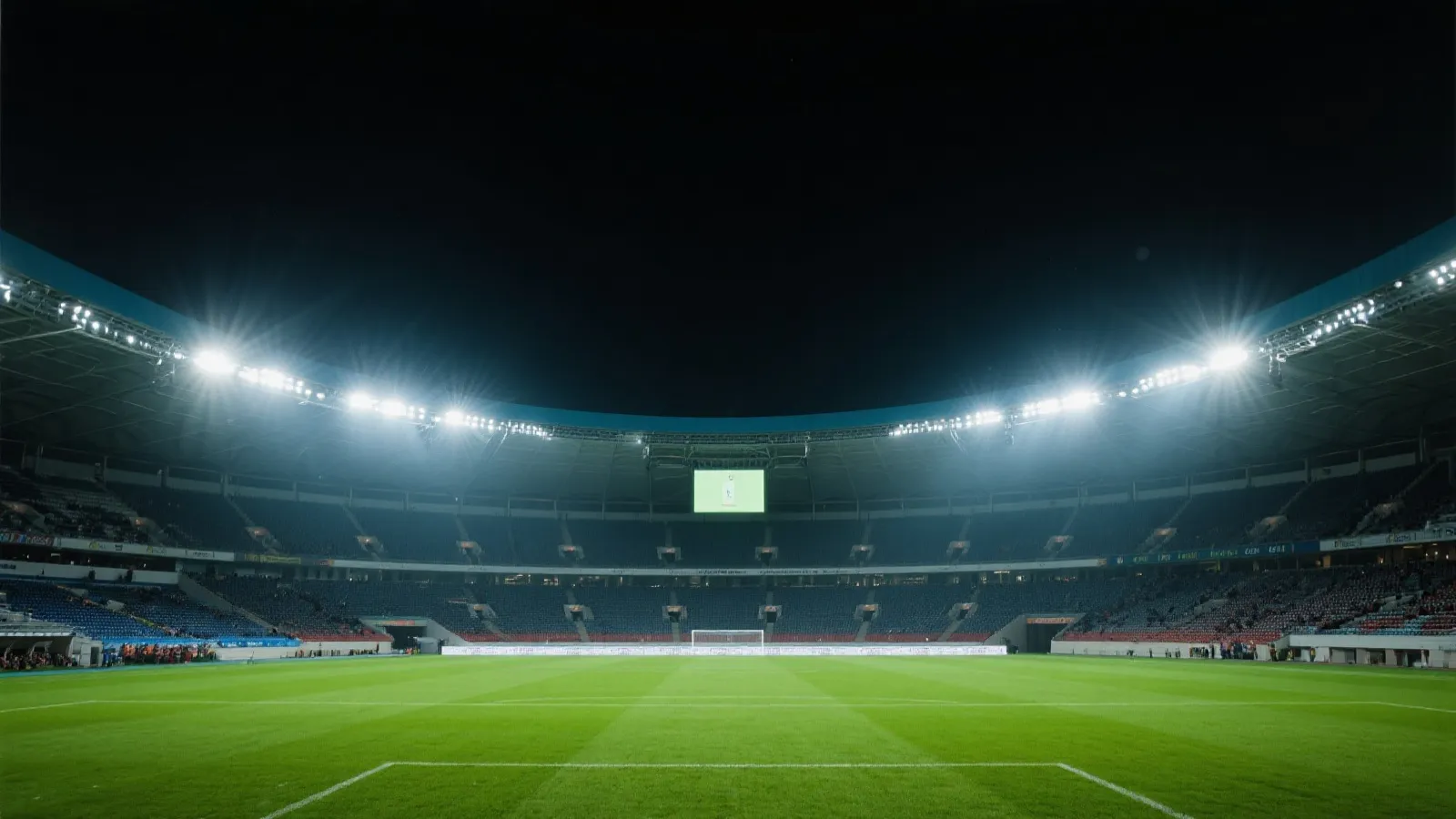 足球场馆夜色与观众的激动瞬间